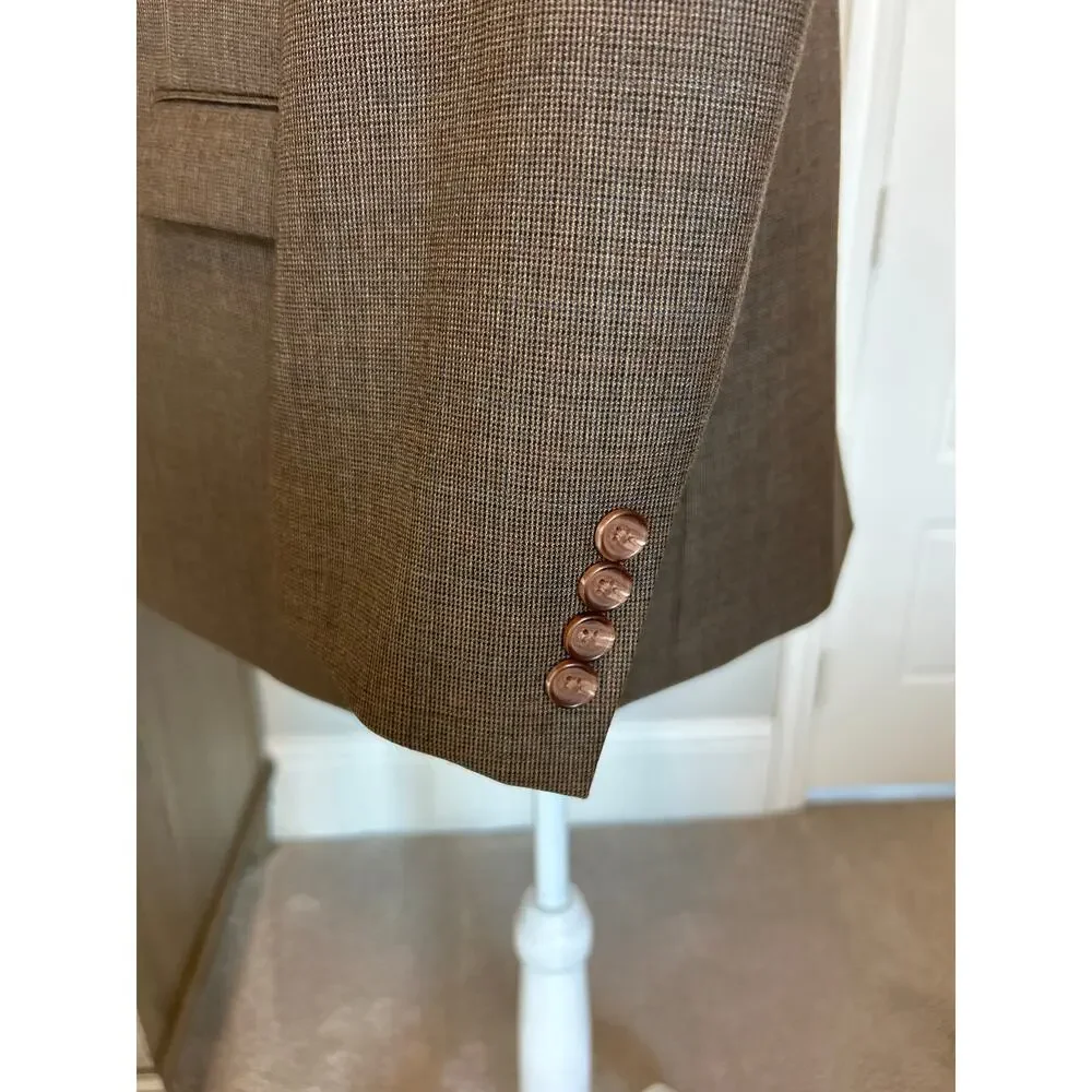 Lauren Ralph Lauren | Brown 100% Wool Mens Single Breasted Blazer | 44L